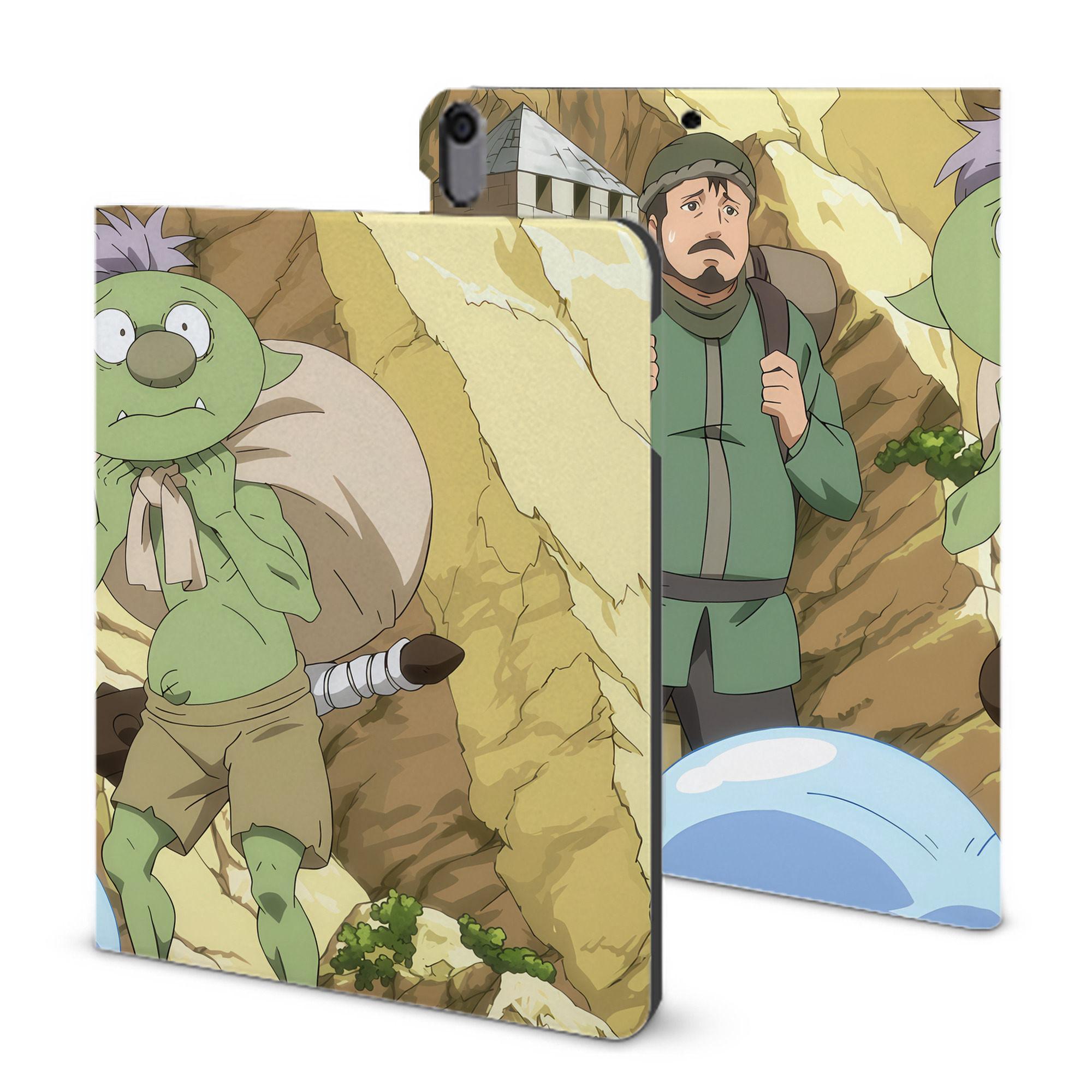 （画像用） 転スラ Regarding Reincarnated to Slime IPad ケース ブック型 PUレザー TPU 耐衝撃 軽量 薄型 ペン収納なし 全面保護 IPad 各モデル対応